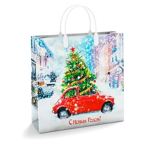 Сумка новогодняя Россия 30*30 см 150 мкм пласт. ручка Снежный отпуск 1 шт 40 шт/кор