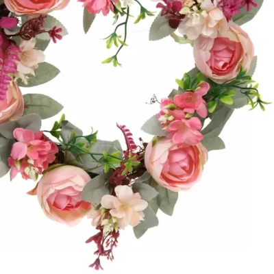 Цветы искусственные венок «Нежная роза» 42см