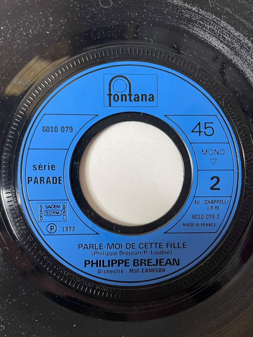 Винтажная виниловая пластинка LP Philippe Brejean Quand La Chance Est La, Parle moi De Cette Fille 7 дюймов (France 1973)