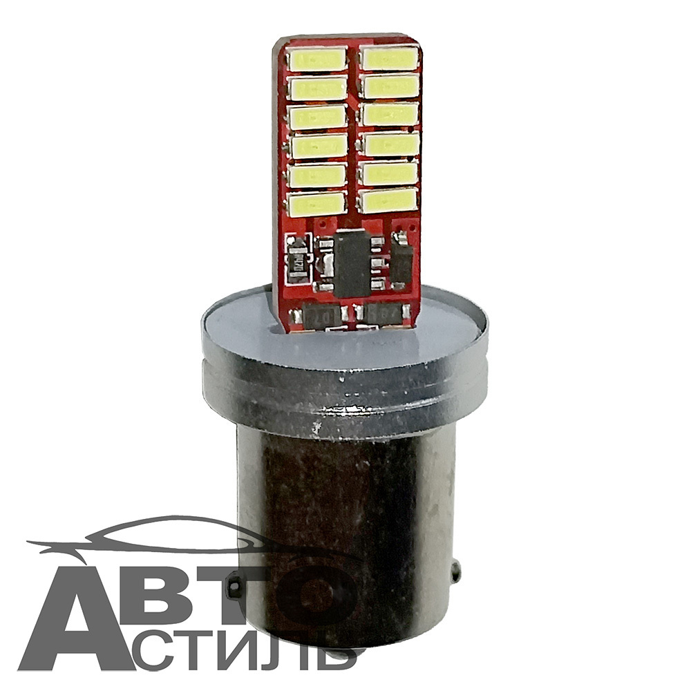Светодиод 12-24V T25  12SMD 3030 Red FLS35 (BA15S 1конт) (бл2шт) 10-60v 6+6 #S0076-1R