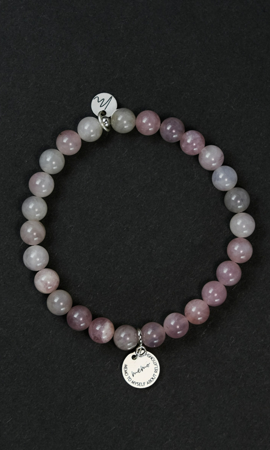 Браслет "Memo about Love&Luck" из розового кварца 6 мм с подвеской