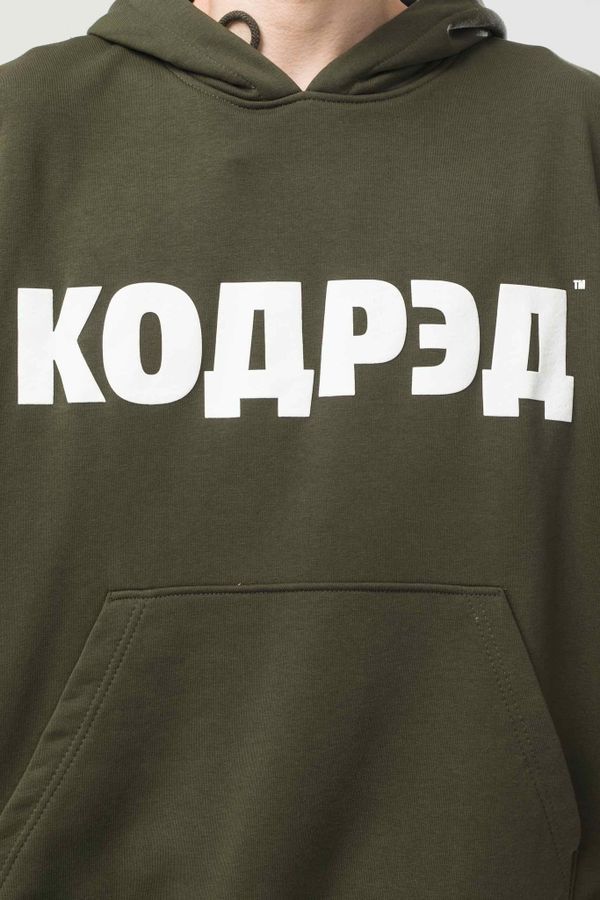 Худи Base Hoodie Wide Summer Лого ТМ Болотный/Белый принт КОДРЭД - фото 8