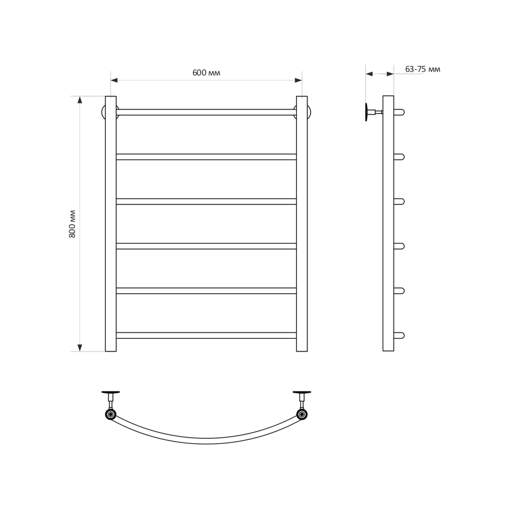 Полотенцесушитель MIXLINE CAPELLA  80х60 (1/2'' ВР, 6 перекладин) водяной