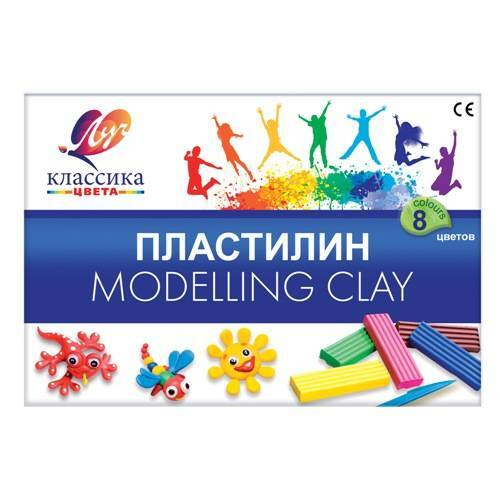 Пластилин 8 цветов 160г "Классика" со стеком в картонной упаковке ЛУЧ 12С 867-08