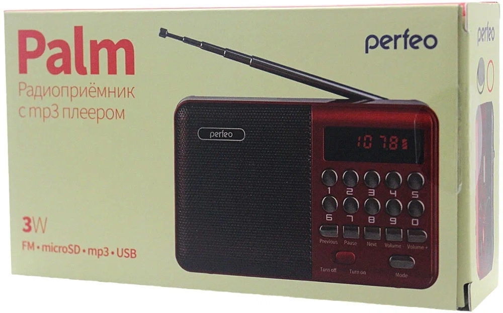 Радиоприёмник аккумуляторный PERFEO PALM USB/FM