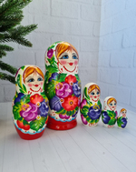Матрешка 5мест 18см цветы