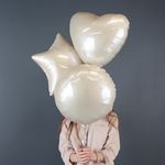 Шар (18''/46 см) Сердце, Кремовый, Сатин, 1 шт.