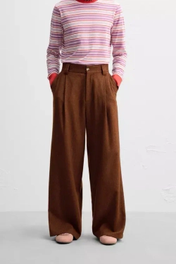 ZARA X HARRY LAMBERT ШИРОКИЕ БРЮКИ, ЧЕРЕПИЧНЫЙ