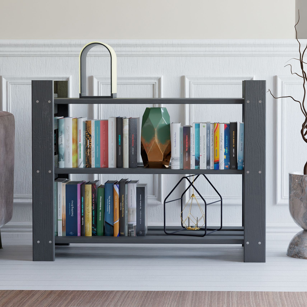 Стеллаж деревянный обувница 50 см для игрушек и для книг Альберт напольный, серый бейц / на балкон, для кухни, для рассады из массива сосны