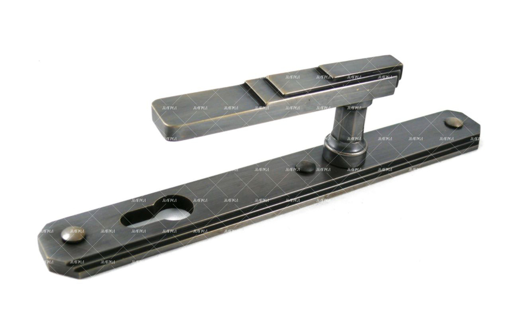 Ручка дверная нажимная Бостон матовая бронза на планке