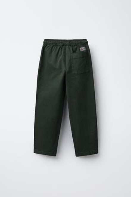 ZARA ПРЯМЫЕ БРЮКИ С НАШИВКОЙ, ЗЕЛЕНЫЙ