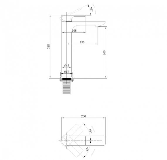 Смеситель ABBER Weiss Insel AF8011B для раковины, черный матовый