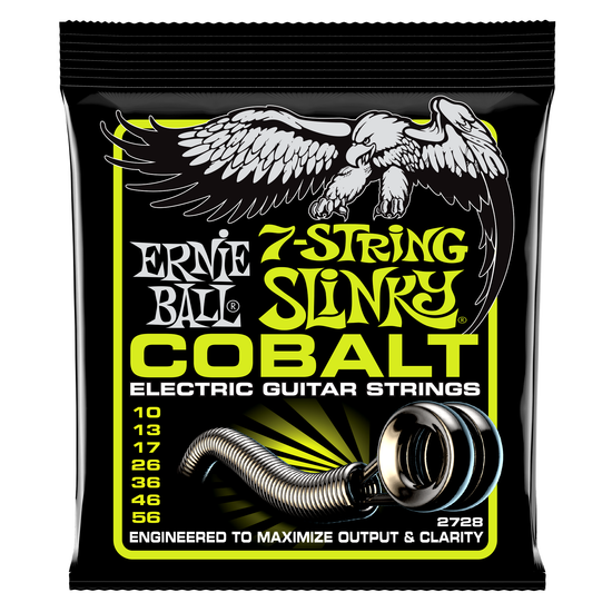 Струны для 7 струнной электрогитары ERNIE BALL 2728 Cobalt Slinky Regular 10-56