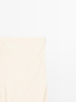 Massimo Dutti Юбка миди из струящегося атласа, кремовый
