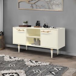 Тумба под ТВ Арт Колор matte 117см Классик Сильвер Кремовый белый матовый