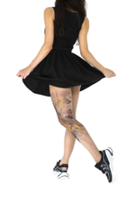 Колготки с принтом в виде черно-желтого карпа кои на левой ножке (Размер: S-M-L) (Цвет: бежевый)