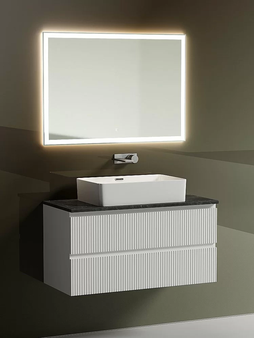 Тумба с раковиной Sancos SNOB T 100 со столешницей, белая матовый