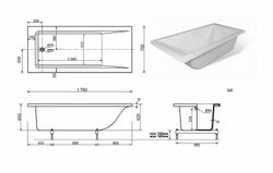 Ванна из литьевого мрамора Эстет Дельта 170x70 белая, ФР-00000651