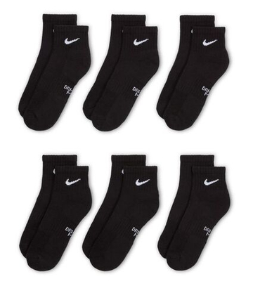Теннисные носки Nike Everyday One Quarter 6P - black/white