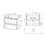 База под раковину Vico 600 подвесная, 2 выкатных ящика soft close, Beton, , шт