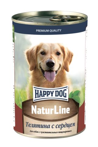 Happy Dog Natur Line консервы для собак (телятина с сердцем) 410гр