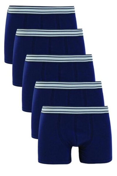 Набор из 5 темно-синих хлопковых трусов-боксеров (Размер: S) (Цвет: темно-синий)