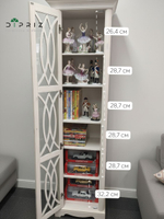 Шкаф витрина, 55х40х195, Вера, стеклянная, сервант, в гостиную и кухню, массив сосны, белый, Dipriz