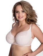 Бюстгальтер на косточках с мягкими чашками plus size и кружевом (Размер: 95F) (Цвет: телесный)