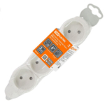 Удлинитель бытовой 4 гн, 1.5 м, ПВС, 2х0.75 мм2, б/з, 10 А, 250В,с з/ш, бело-сер, TDM, Люкс УЛ4, SQ1