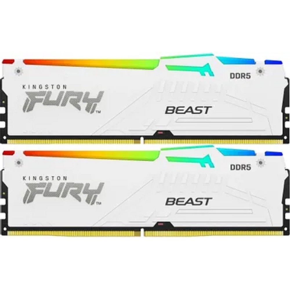 Оперативная память Kingston 64GB 5600MT / s DDR5 CL40 DIMM (Kit of 2) FURY Beast White RGB XMP KF556C40BWAK2-64