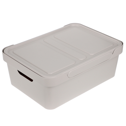 Ящик с крышкой универсальный Luxe, 380х276х140мм, 12л, светло-бежевый