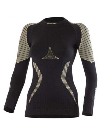 Термофутболка женская Lasting WERELA, длинный рукав, шерсть, черная, S-M