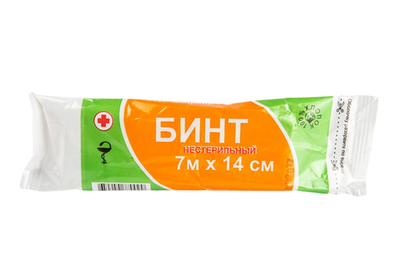 Бинт нестерильный в инд. уп. пл.28 г/м2, 7 м*14 см (Размер ТУ)