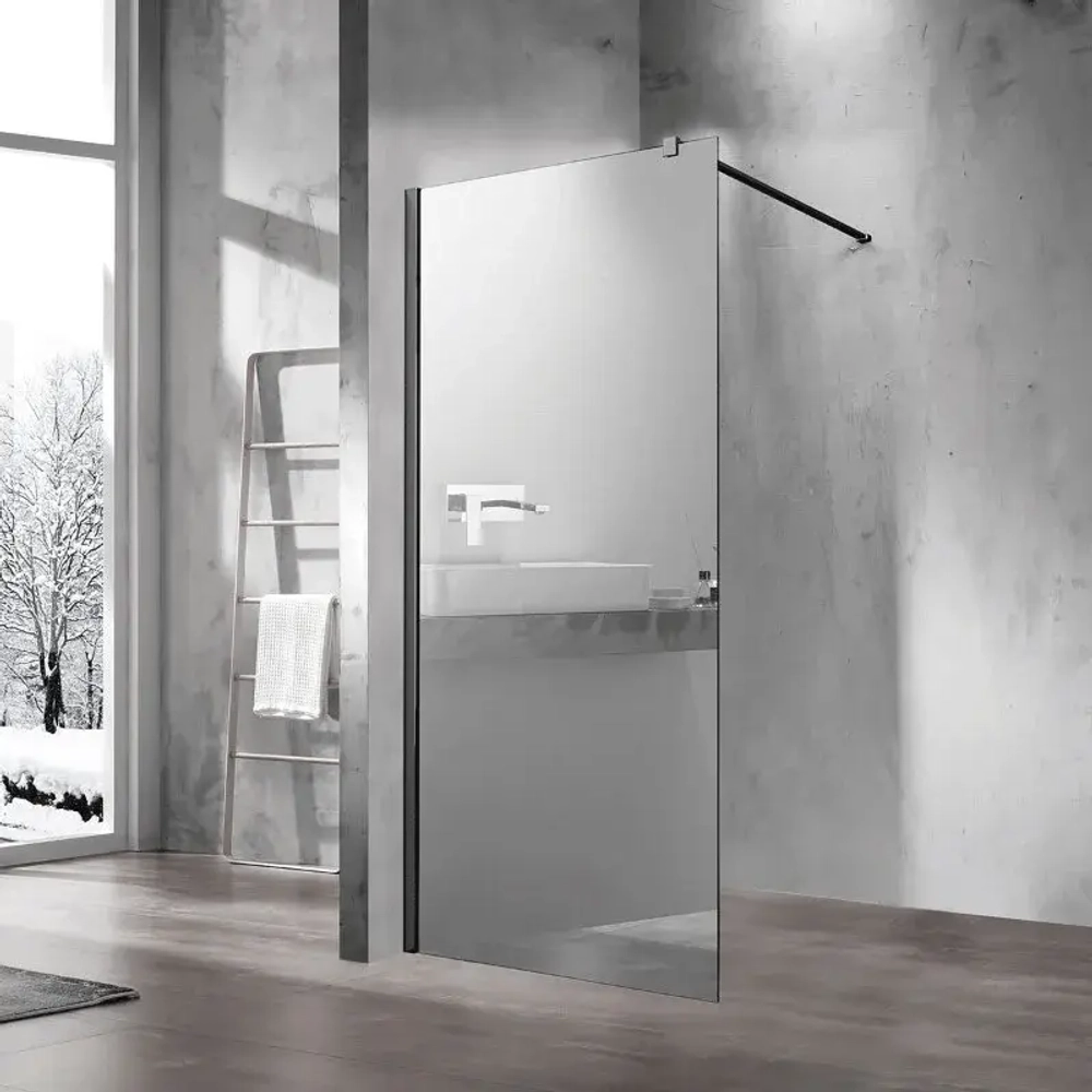 Душевая перегородка Walk-In VSW-1H100MRB, 1000*2000, черный, стекло зеркальное, , шт