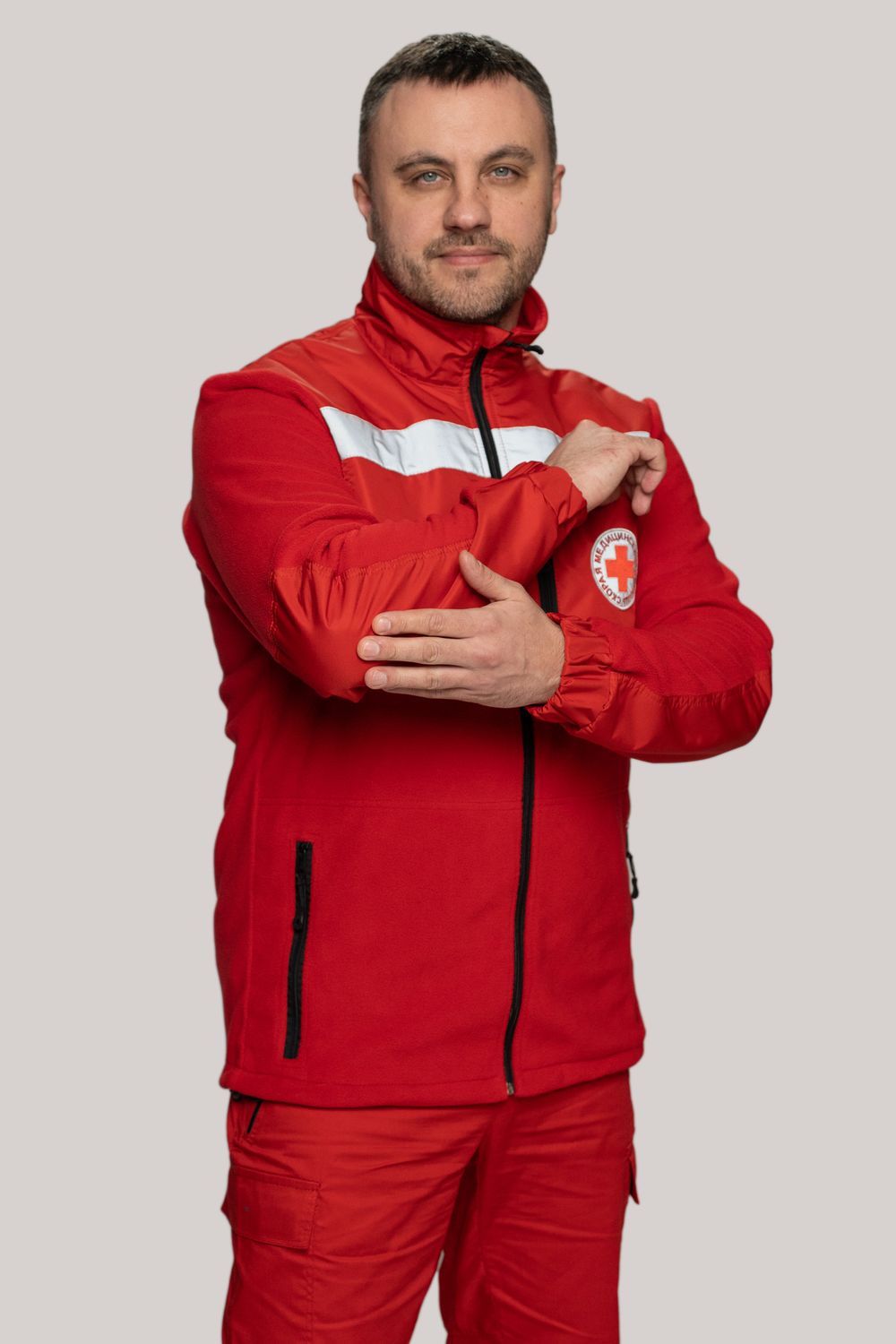 Толстовка флисовая мужская Скорая помощь Medicline цв. КРАСНЫЙ