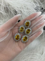 Пуговицы стразы (циркон) с желтым камнем