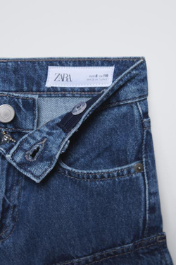 ZARA ДЖИНСЫ WIDE LEG С КАРМАНАМИ, СИНИЙ