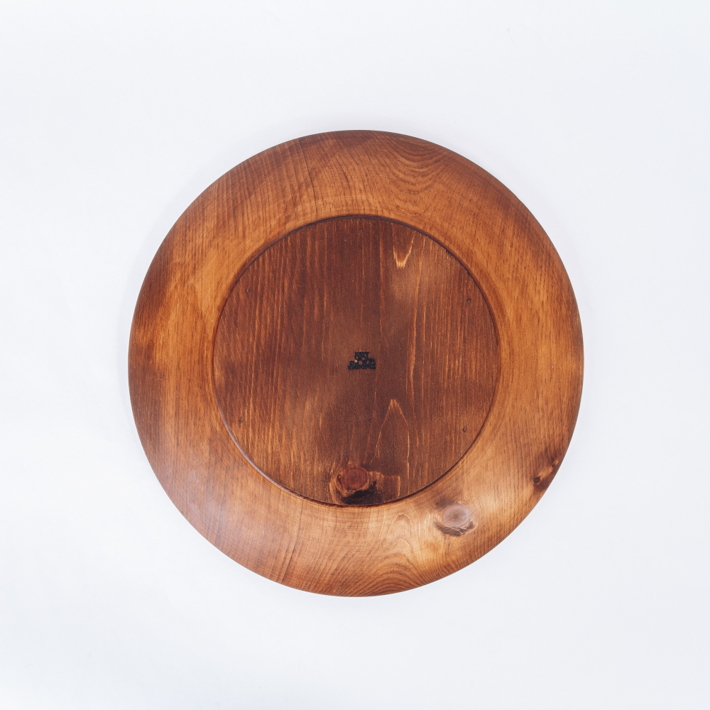 Блюдо с соусницей Art of Siberia для подачи шашлыка и закусок, из сибирского кедра, 33 см. T125