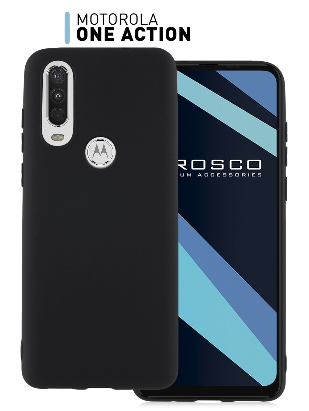 Чехол ROSCO для Motorola One Action оптом (арт. MOTO-OA-COLOURFUL-BLACK)