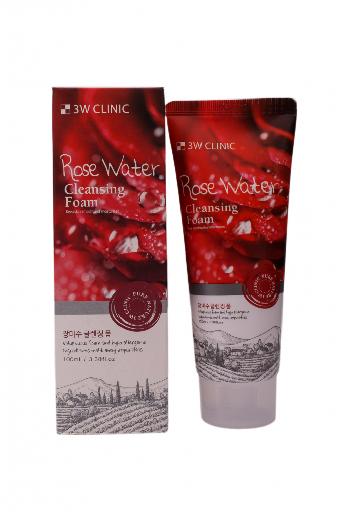 Очищающая пенка для лица с розовой водой 3W Clinic Rose Water Foam Cleansing