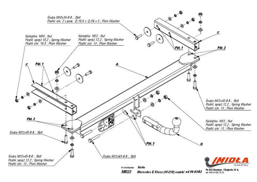 Фаркоп IMIOLA M.023 Mercedes E-Class универсал 1996-2002(паспорт и сертификат в комплекте)(без электрики)