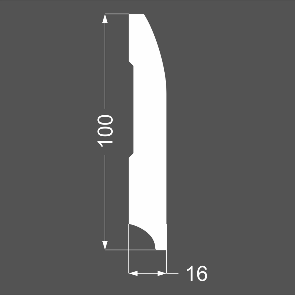 Плинтус напольный под покраску P20.100.16 МДФ Deartio 100x16x2070 мм