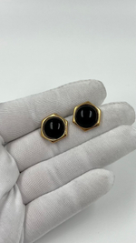 Серьги с чёрными кабошонами