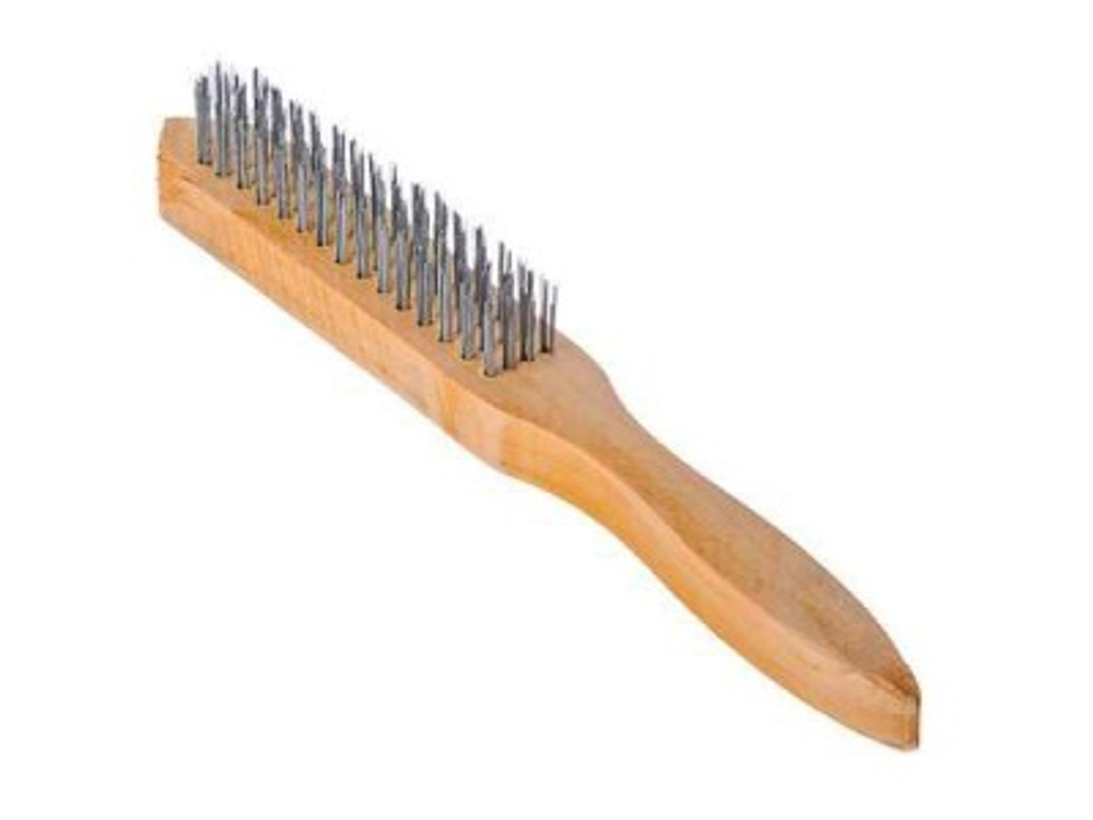 Щетка металлическая ЕРМАК с деревянной ручкой 4-х рядная (120шт/кор)