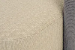 "Верона" диван 3-местный плетеный из роупа, каркас алюминий светло-серый (RAL7035) муар, роуп светло-серый круглый, ткань Mossle светло-бежевая