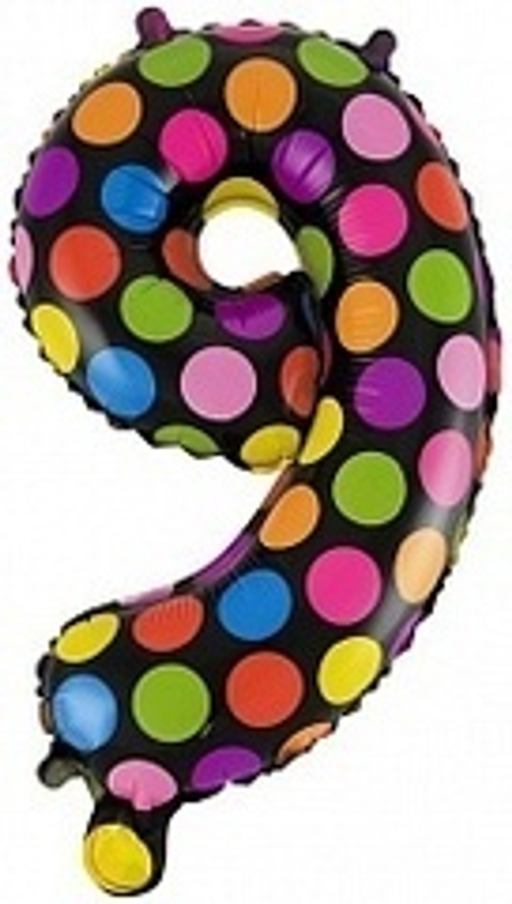 Шар с клапаном (16''/41 см) Мини-цифра 9 Супер Яркий