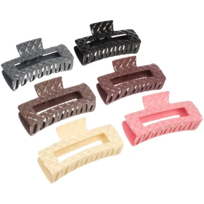 Заколка - краб для волос «AKS - MANTANA», микс 6 цветов, прямоугольник,10,5*3,5см