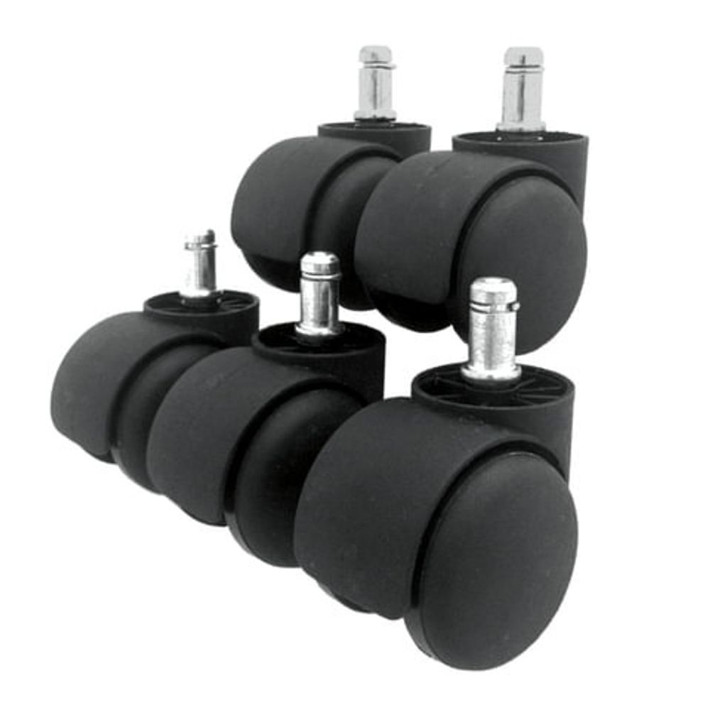 Колеса (ролики) BRABIX для кресла, пластиковые, КОМПЛЕКТ 5 шт., шток d11 мм, черные, в коробе, 532008