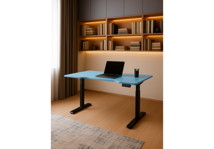 Компьютерный стол Woodville Маркос 140х80 голубой, черный, ножки черные