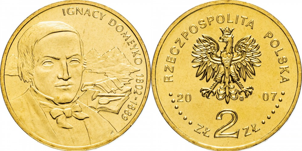 Польша 2 злотых, 2007 Польские путешественники - Игнацы Домейко (1802-1889) UNC